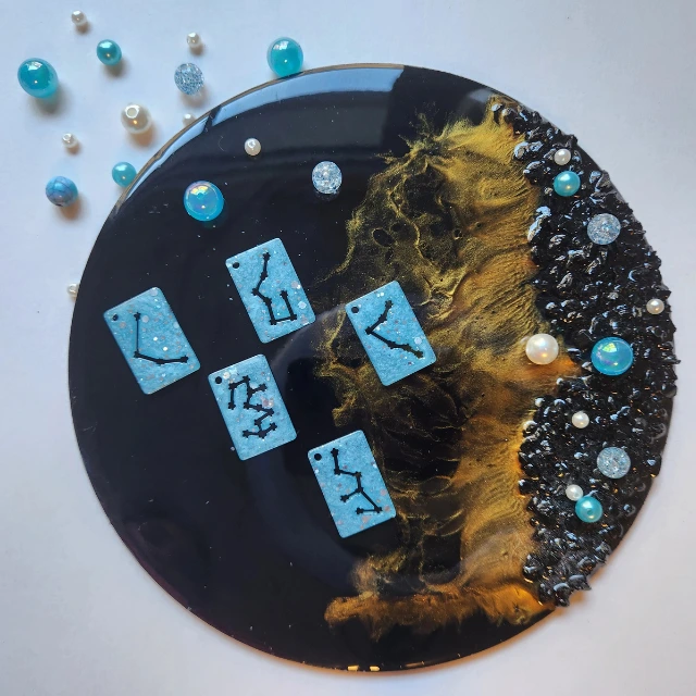 Sparkling Blue Zodiac Keychain with Silver glitter