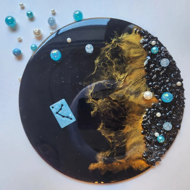 Sparkling Blue Zodiac Keychain with Silver glitter