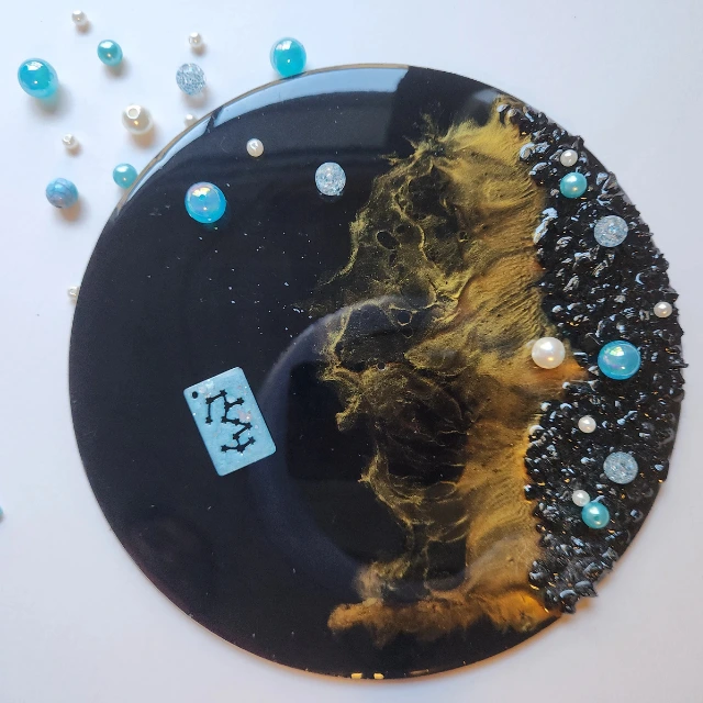 Sparkling Blue Zodiac Keychain with Silver glitter