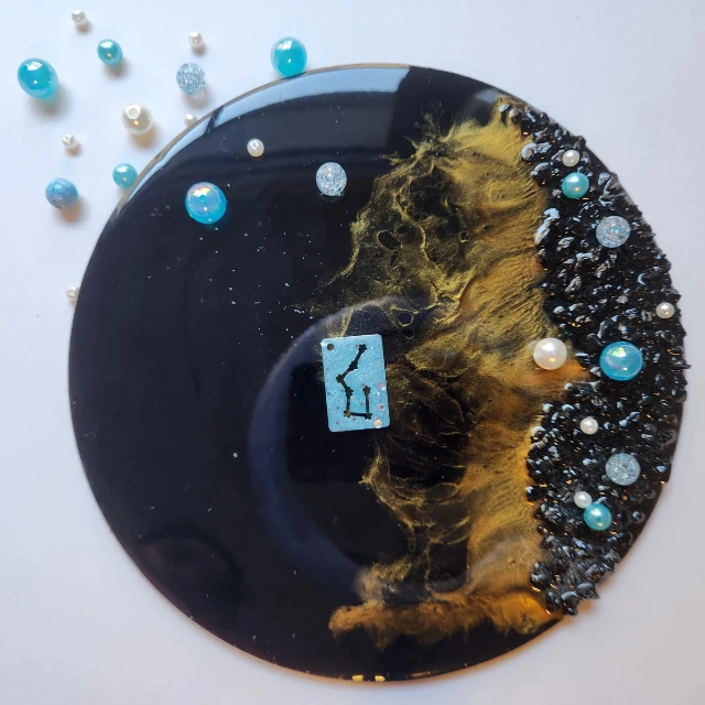 Sparkling Blue Zodiac Keychain with Silver glitter