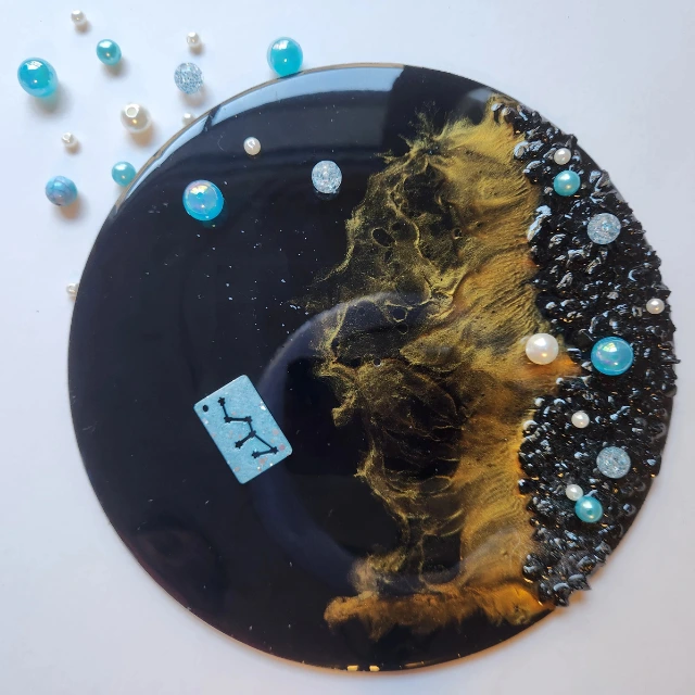 Sparkling Blue Zodiac Keychain with Silver glitter