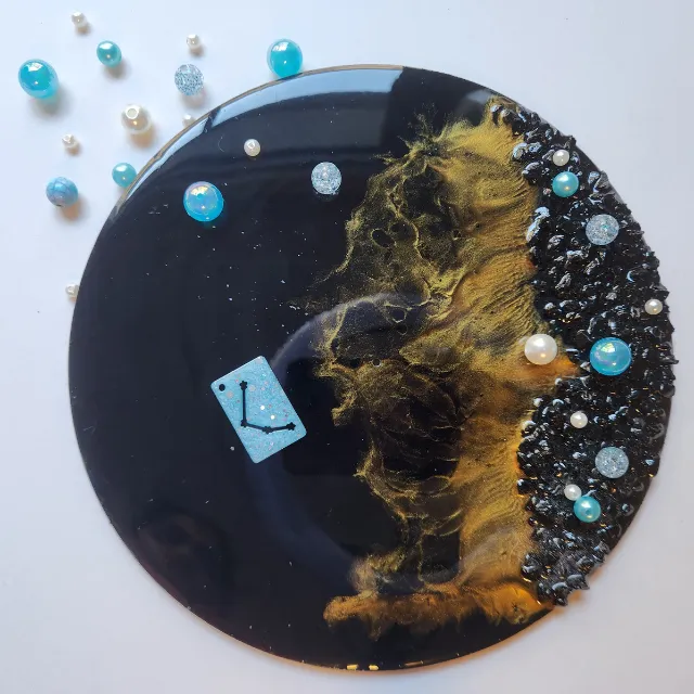 Sparkling Blue Zodiac Keychain with Silver glitter