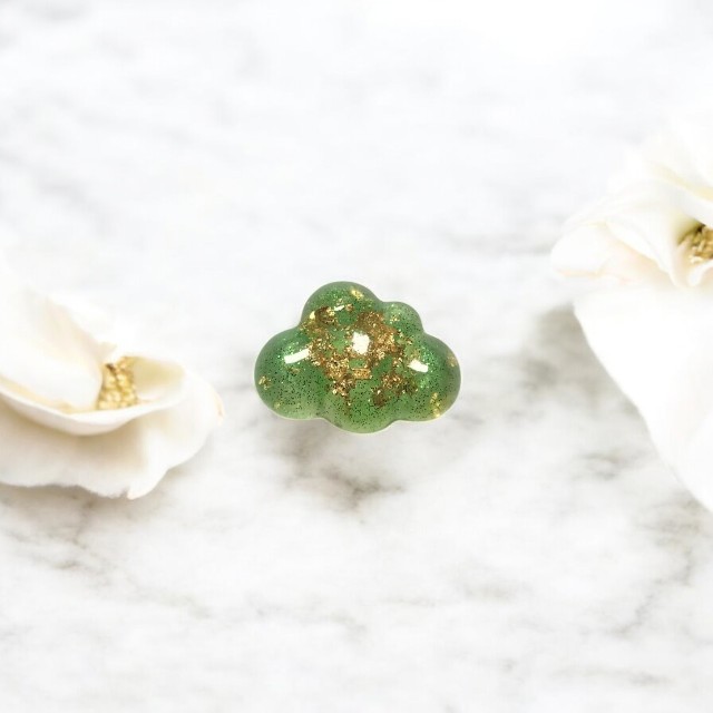 Radiant Green Resin Paperweight with Gold Tone- Large