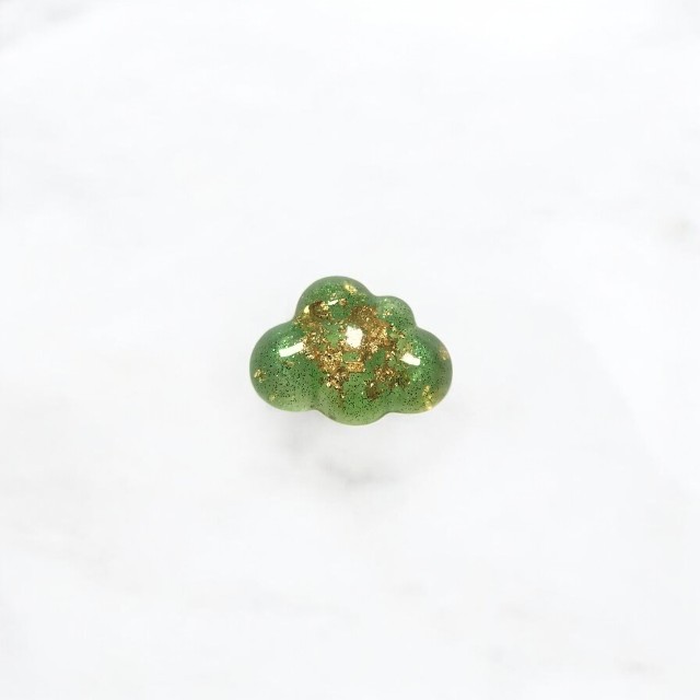 Radiant Green Resin Paperweight with Gold Tone- Large