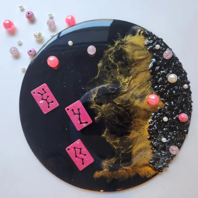 Sparkling Pink Zodiac Keychain with Silver glitter