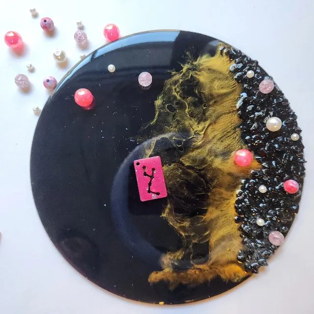 Sparkling Pink Zodiac Keychain with Silver glitter