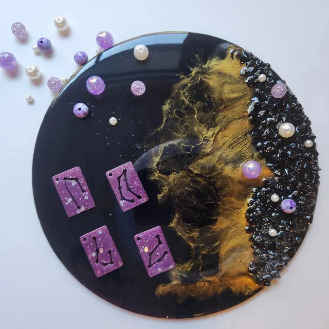 Sparkling Purple Zodiac Keychain with Silver glitter